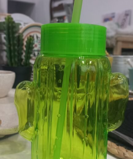 Vaso cactus plástico con sorbete